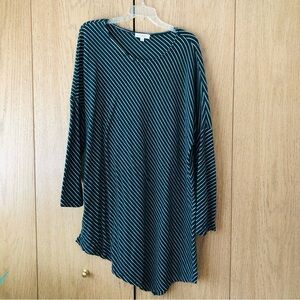 Asymmetrical Dark Green Striped Tunic Dress size XL